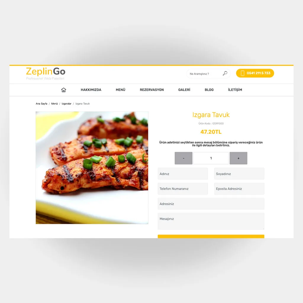 Restoran Web Sitesi V2 ekran görüntüsü