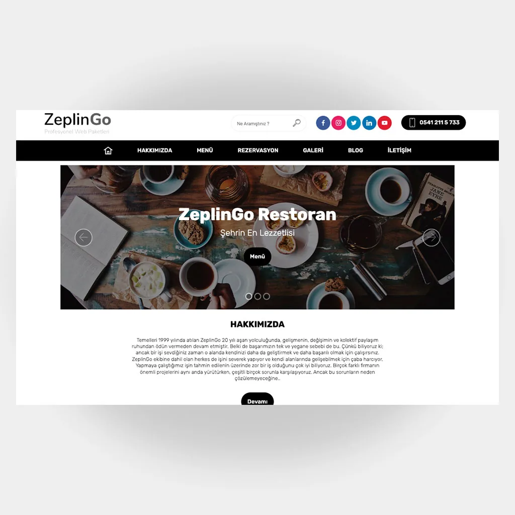 Restoran Web Sitesi V3 tasarım önizlemesi