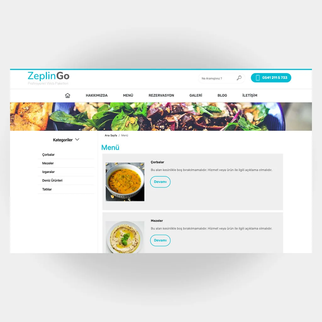 Restoran Web Sitesi V6 ekran görüntüsü