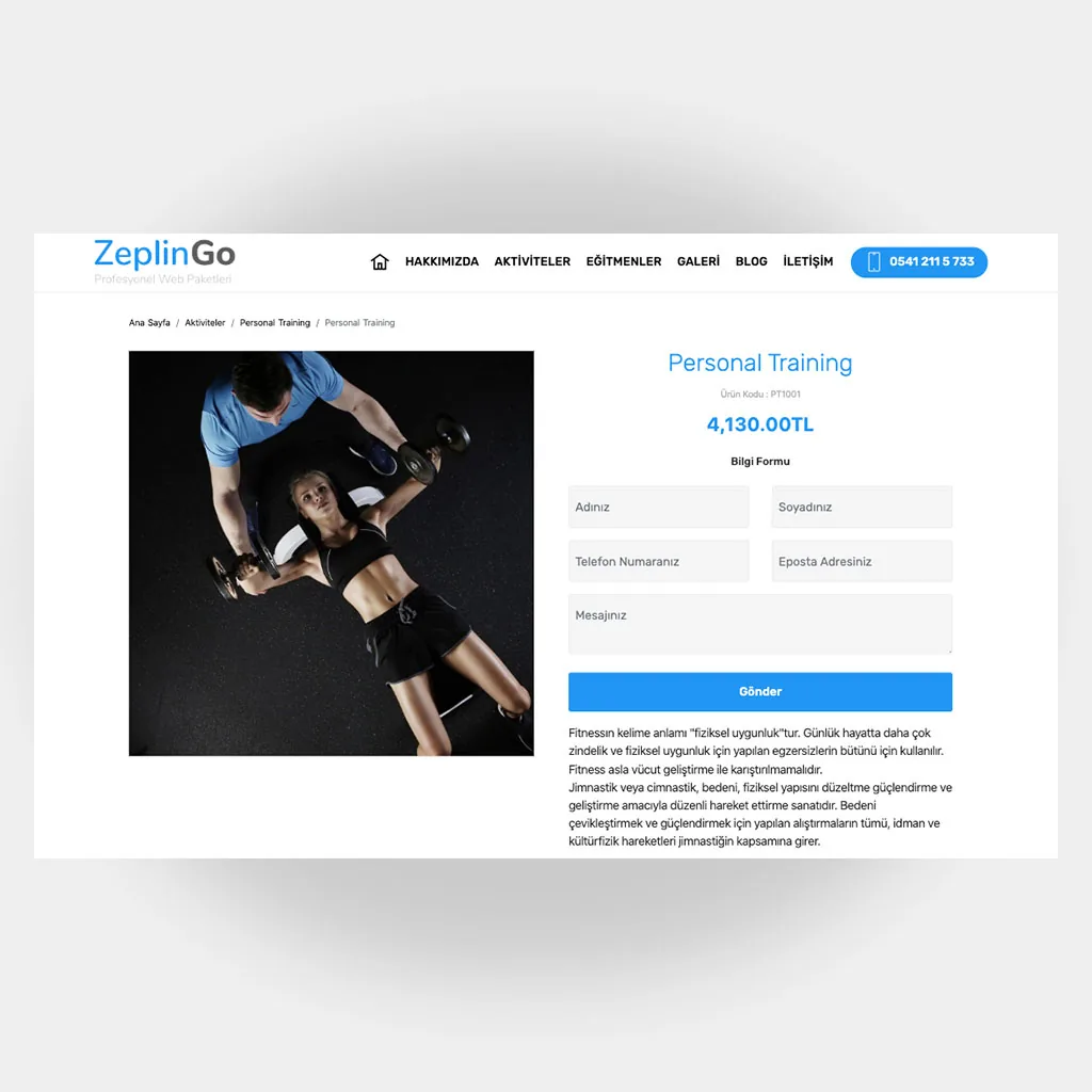 Spor Salonları Web Sitesi V4 ekran görüntüsü