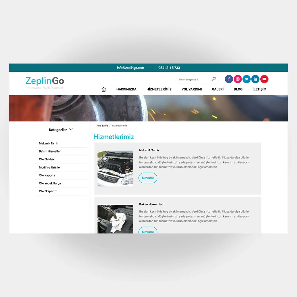 Tamir Servis Web Sitesi V1 ekran görüntüsü