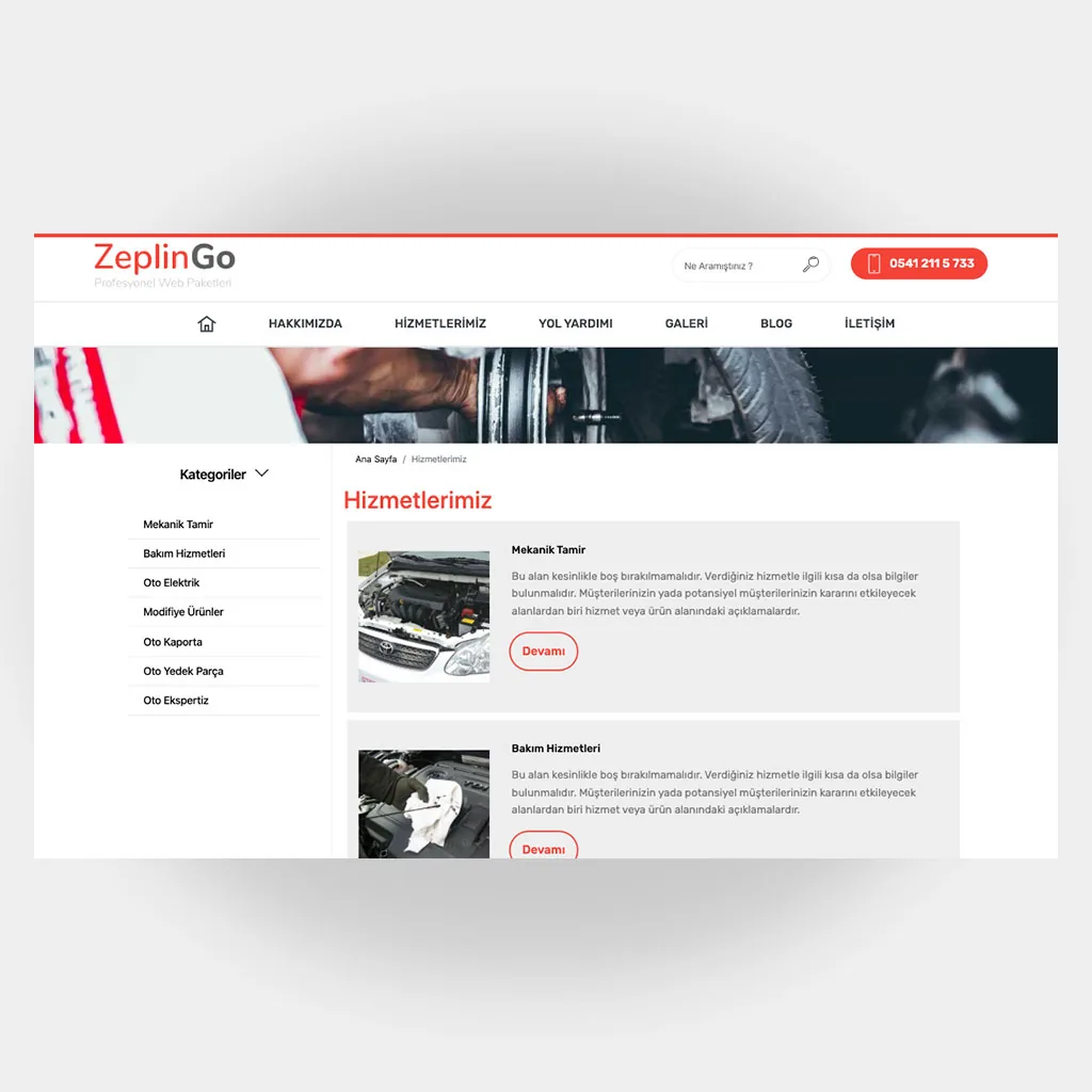 Tamir Servis Web Sitesi V2 ekran görüntüsü