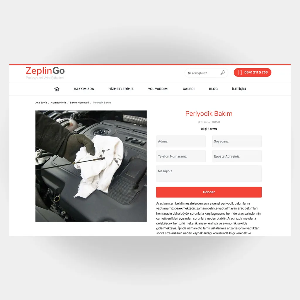 Tamir Servis Web Sitesi V2 ekran görüntüsü