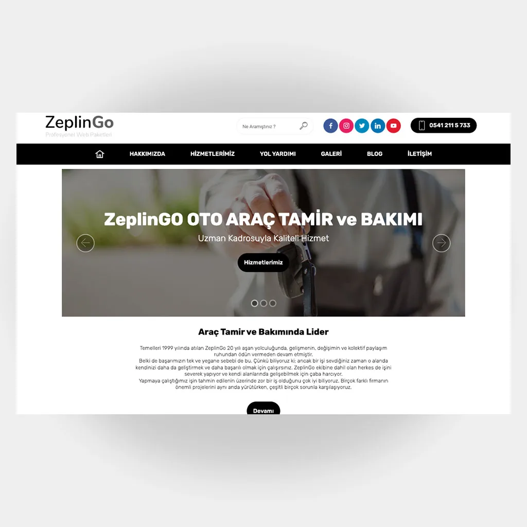 Tamir Servis Web Sitesi V3 tasarım önizlemesi
