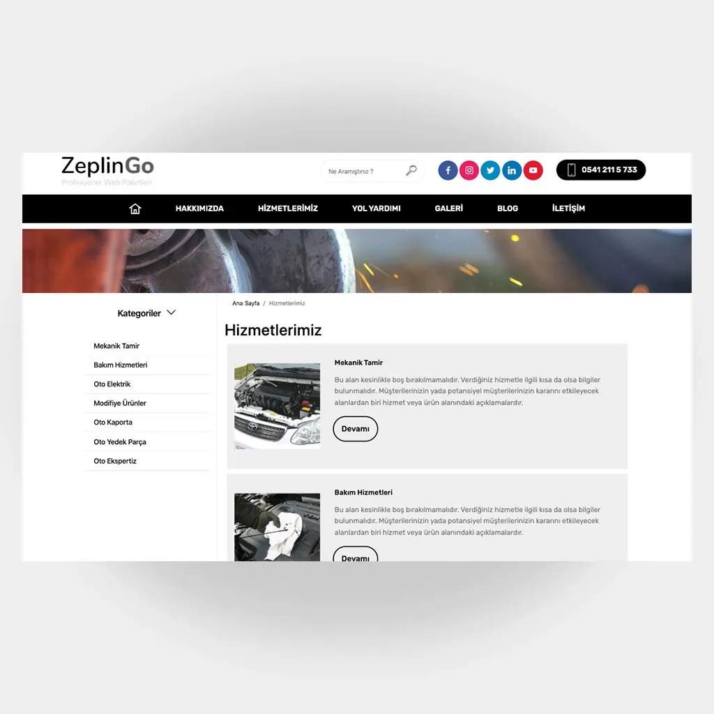 Tamir Servis Web Sitesi V3 ekran görüntüsü