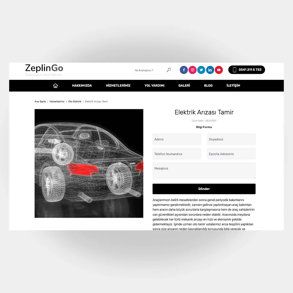Tamir Servis Web Sitesi V3 ekran görüntüsü