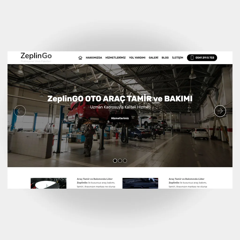 Tamir Servis Web Sitesi V5 tasarım önizlemesi