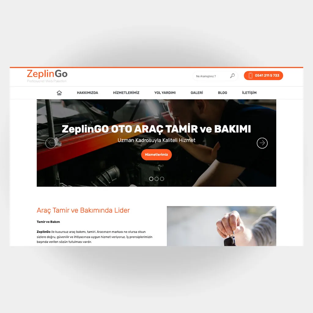 Tamir Servis Web Sitesi V6 tasarım önizlemesi