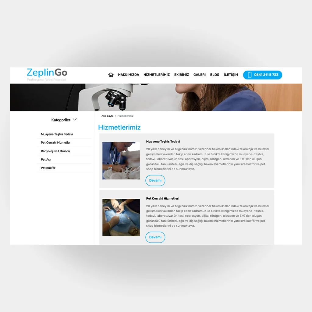 Veteriner Web Sitesi V4 ekran görüntüsü