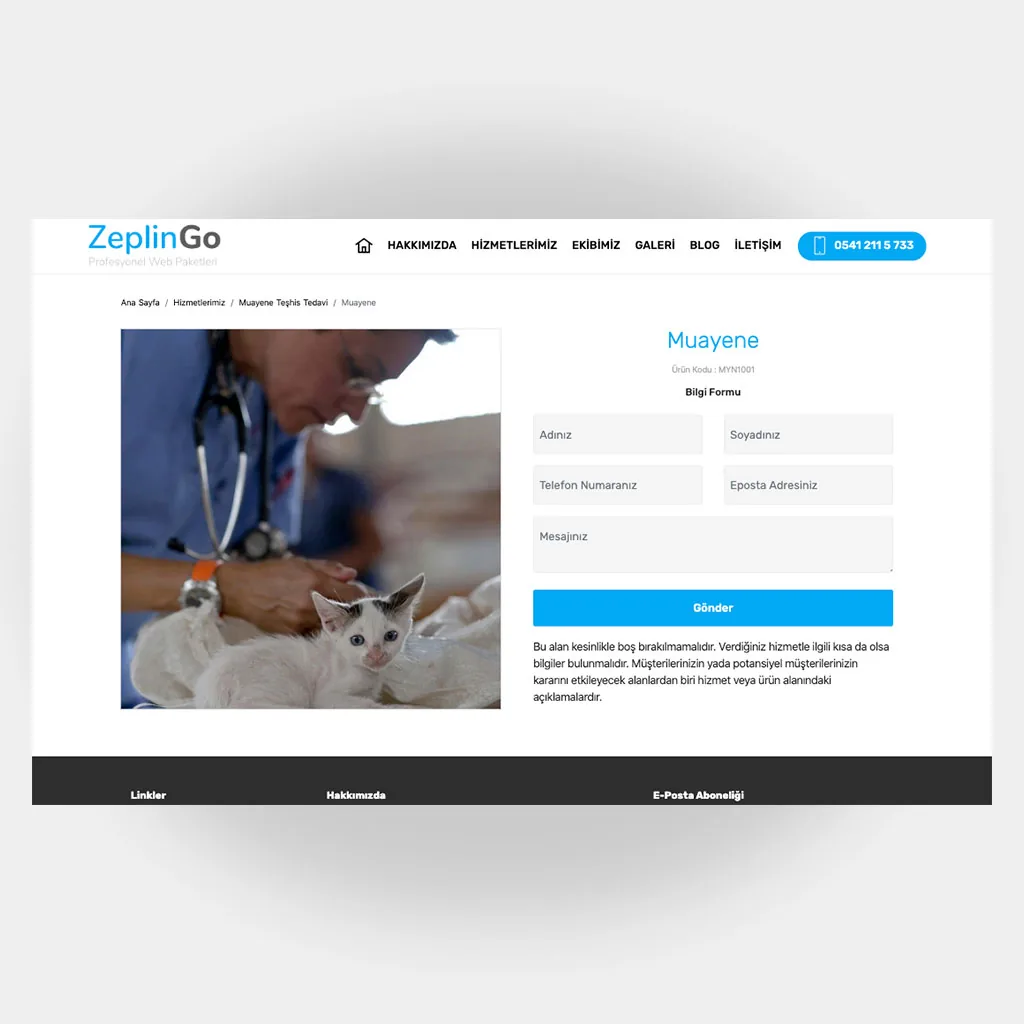 Veteriner Web Sitesi V4 ekran görüntüsü