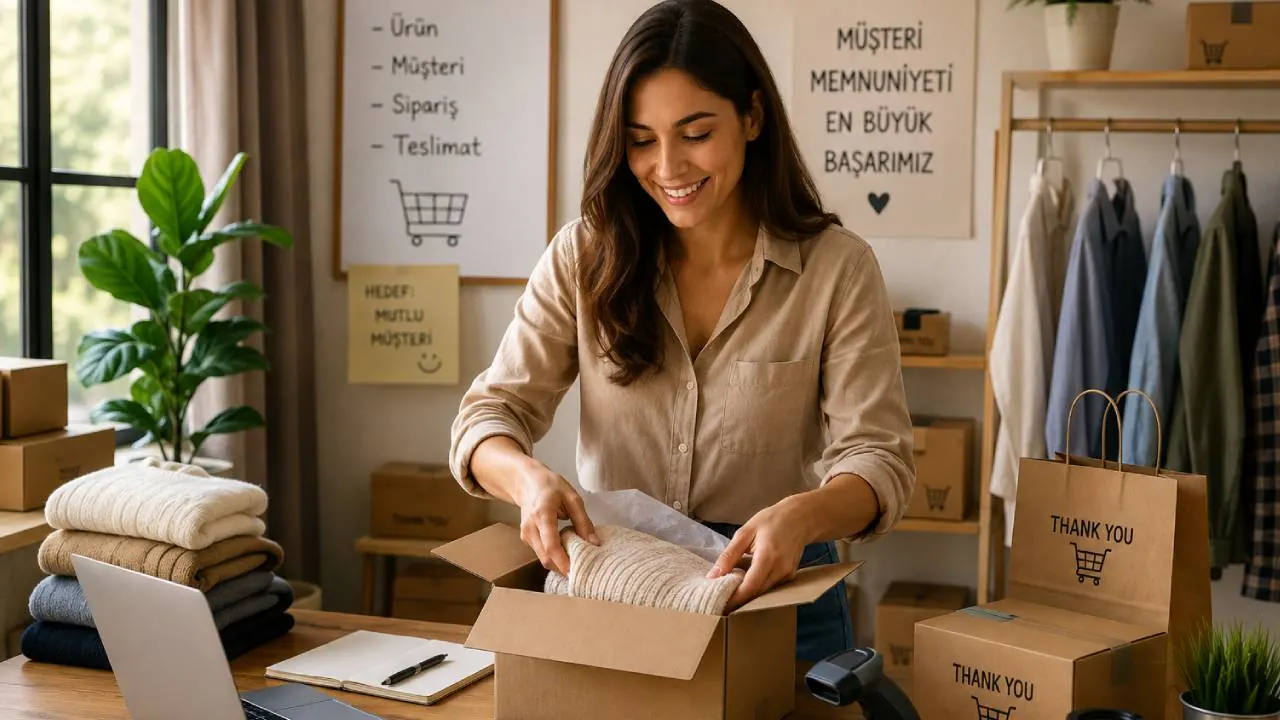 E-ticaret paketleri ve online mağaza yönetim ekranı