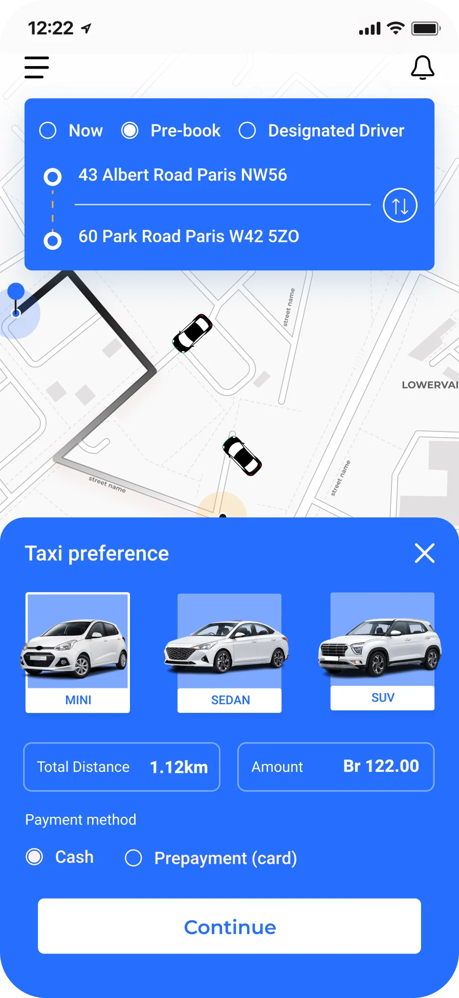 Taksi uygulaması arayüz örneği 2