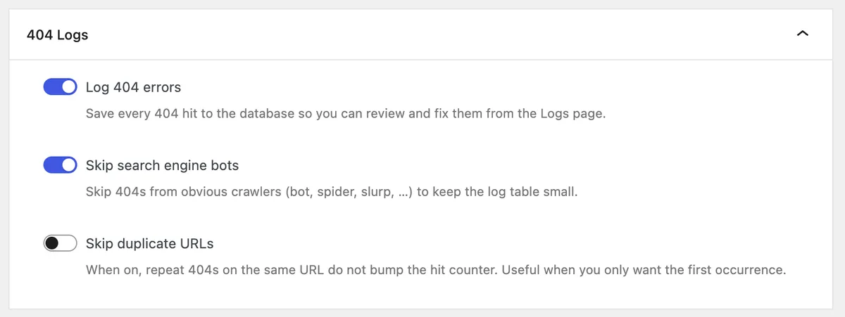 404 to 301 – Redirect Manager, 404 Error Logs & Notifications ekran görüntüsü 3