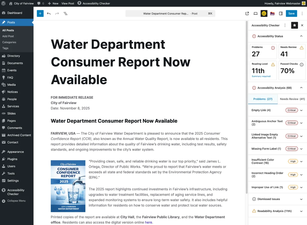 Equalize Digital Accessibility Checker – WCAG, ADA, EAA and Section 508 compliance ekran görüntüsü 1