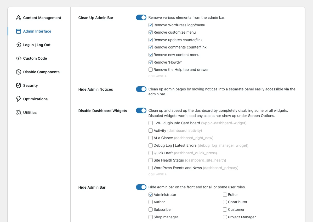 Admin and Site Enhancements (ASE) ekran görüntüsü 2