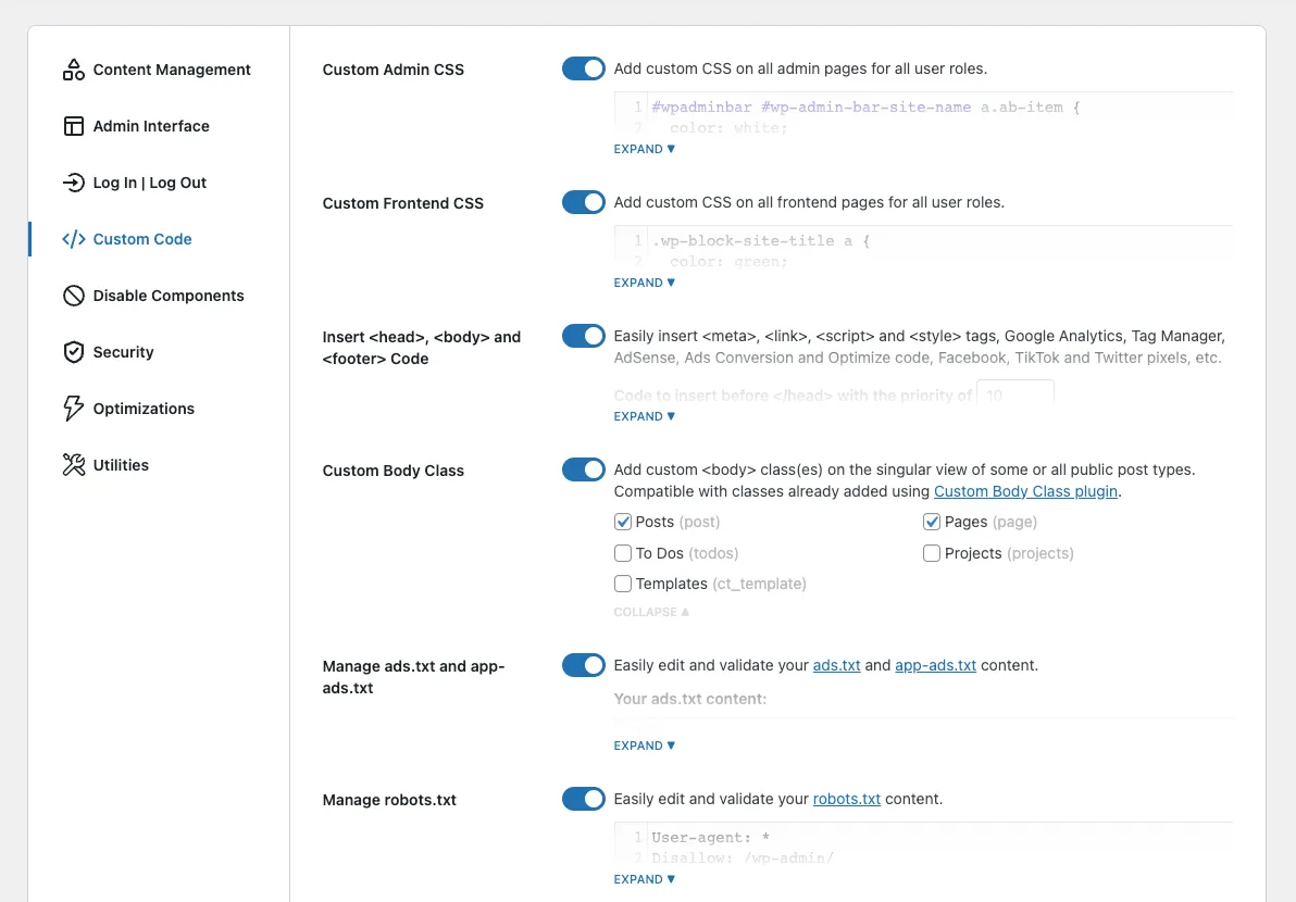 Admin and Site Enhancements (ASE) ekran görüntüsü 4