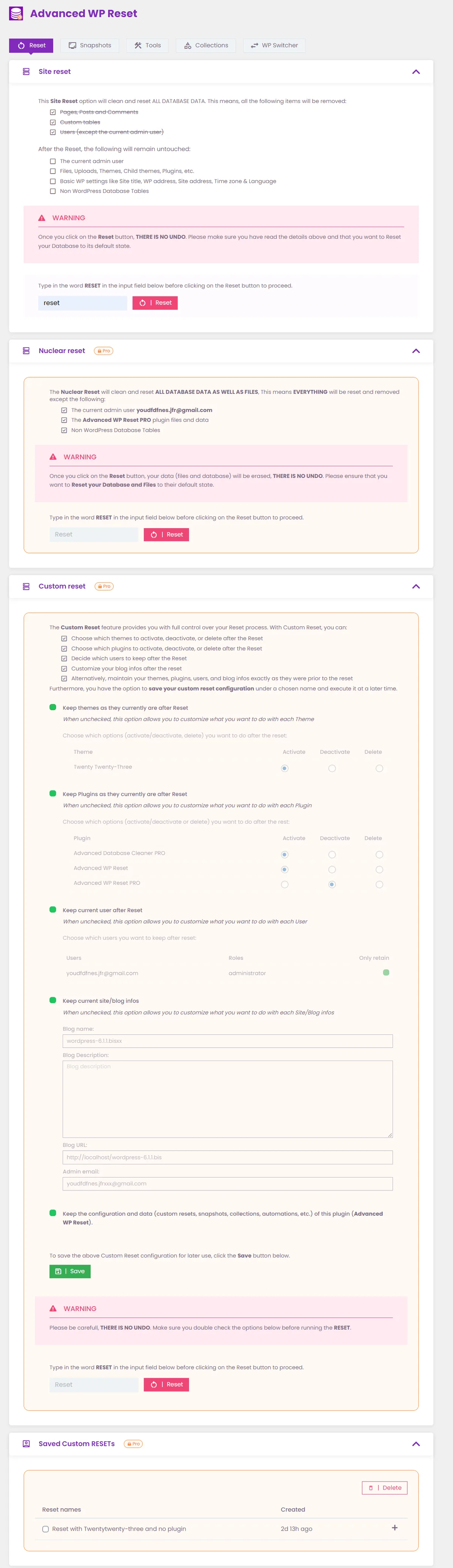 Advanced WordPress Reset – Debug, Recover & Reset WP ekran görüntüsü 1
