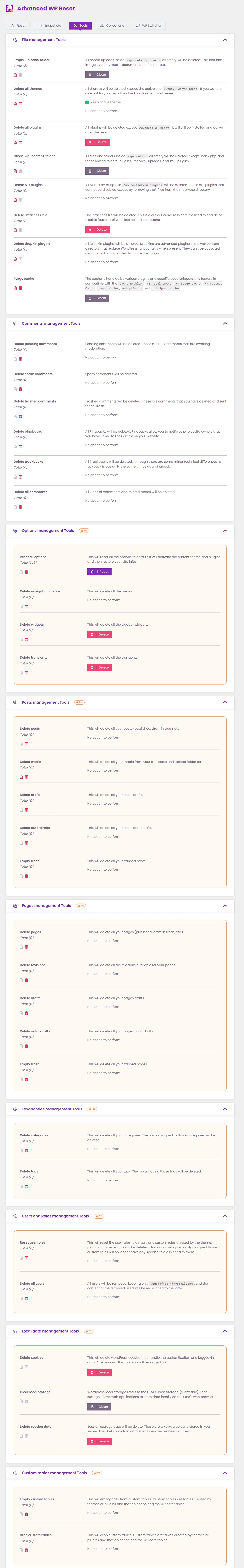 Advanced WordPress Reset – Debug, Recover & Reset WP ekran görüntüsü 3