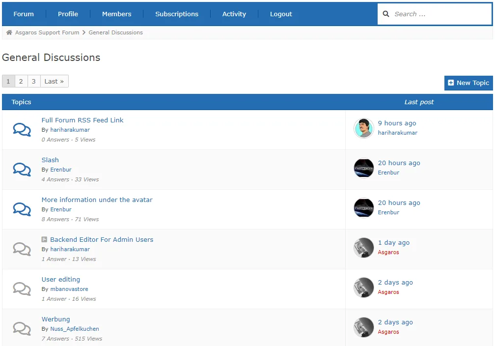 Asgaros Forum ekran görüntüsü 2