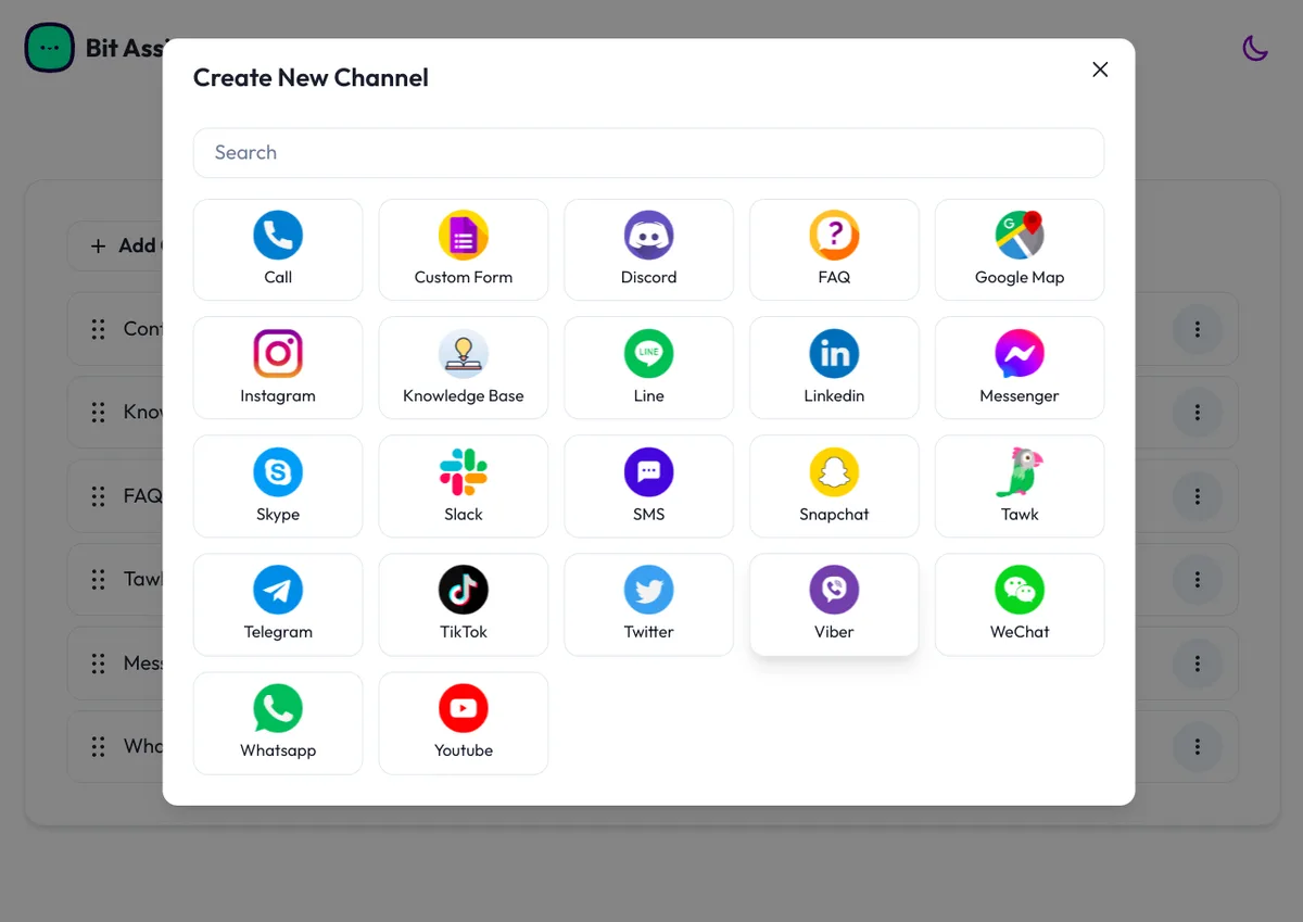 Chat Widget: Floating Customer Support Button for 30+ Channels, Supporting SMS, Calls, and Chat – Bit Assist ekran görüntüsü 4