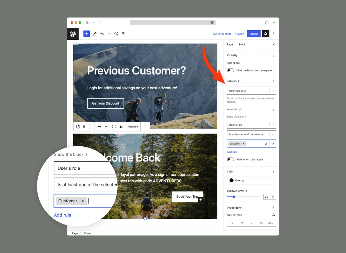 Block Visibility — Conditional Visibility Control for the Block Editor ekran görüntüsü 4