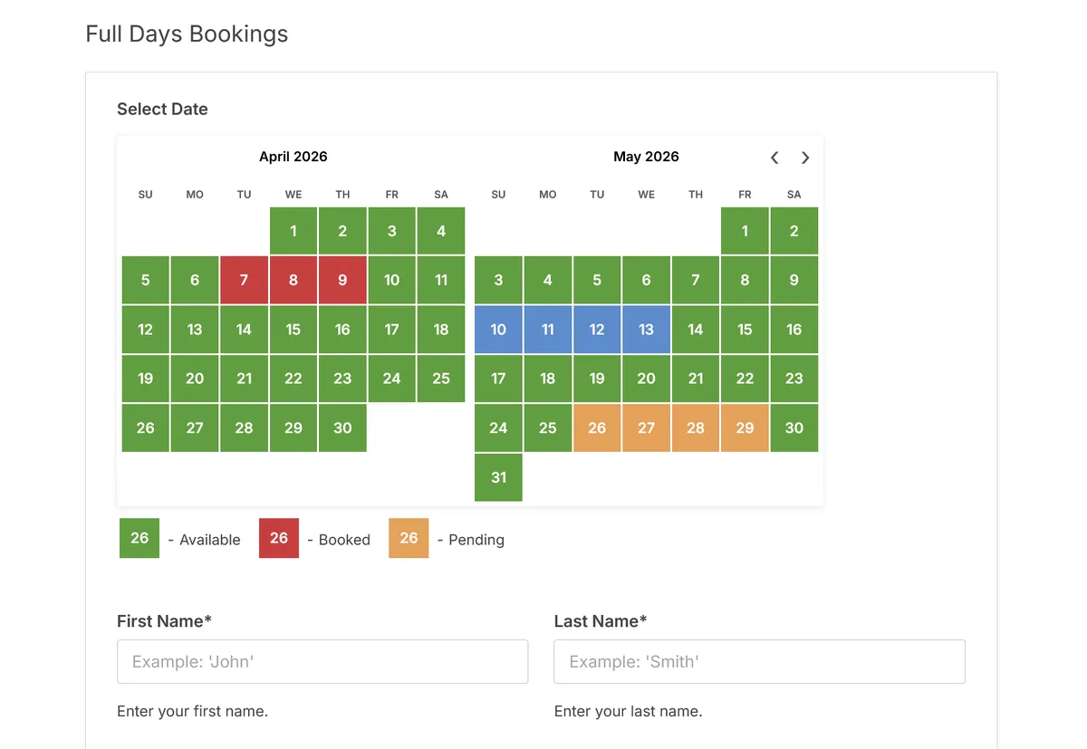 Booking Calendar ekran görüntüsü 2