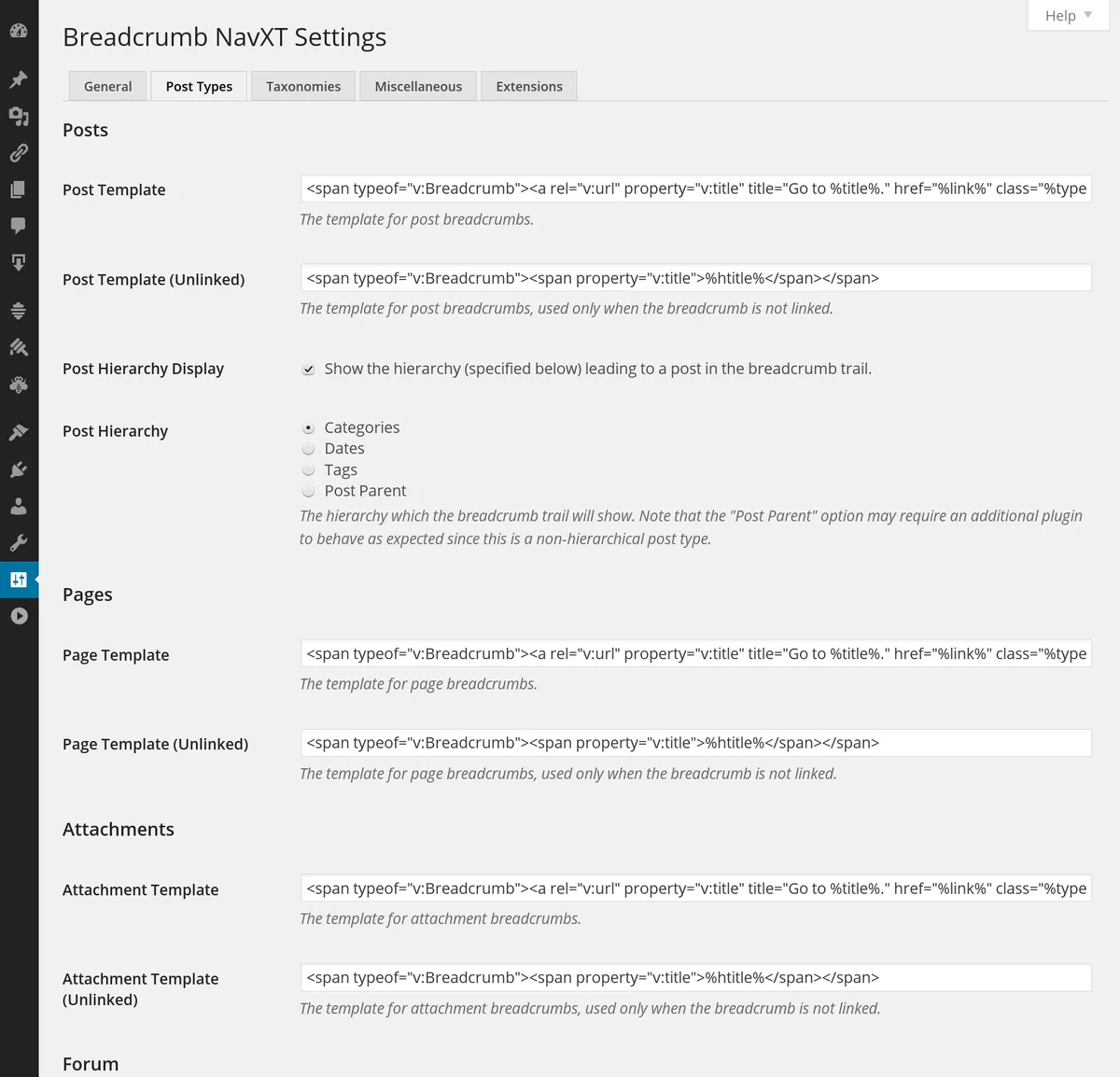 Breadcrumb NavXT ekran görüntüsü 3