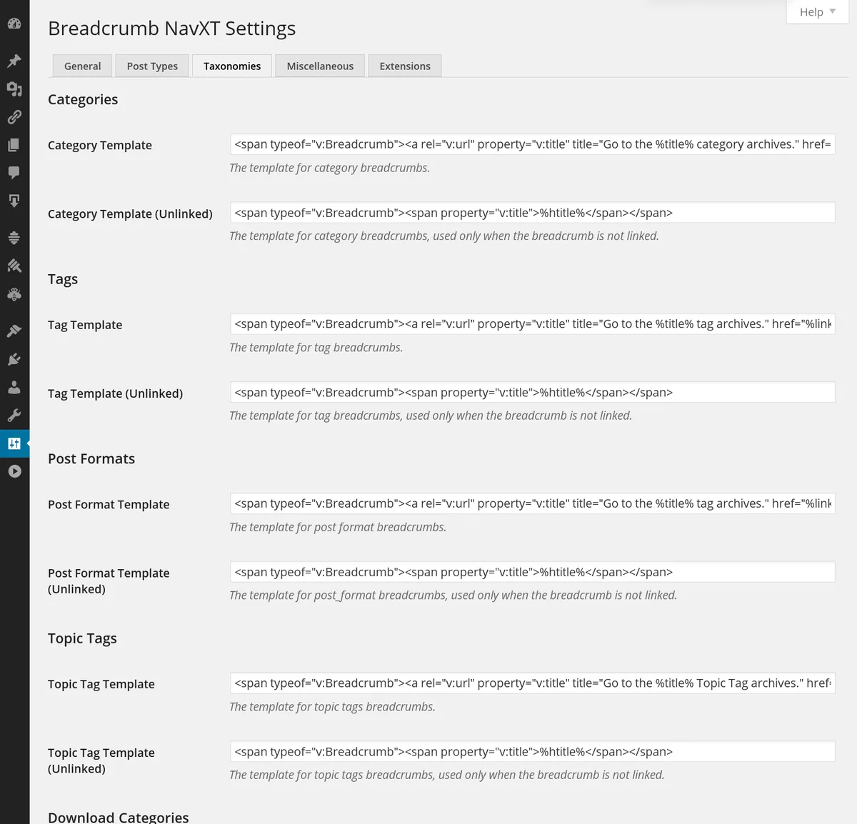 Breadcrumb NavXT ekran görüntüsü 4