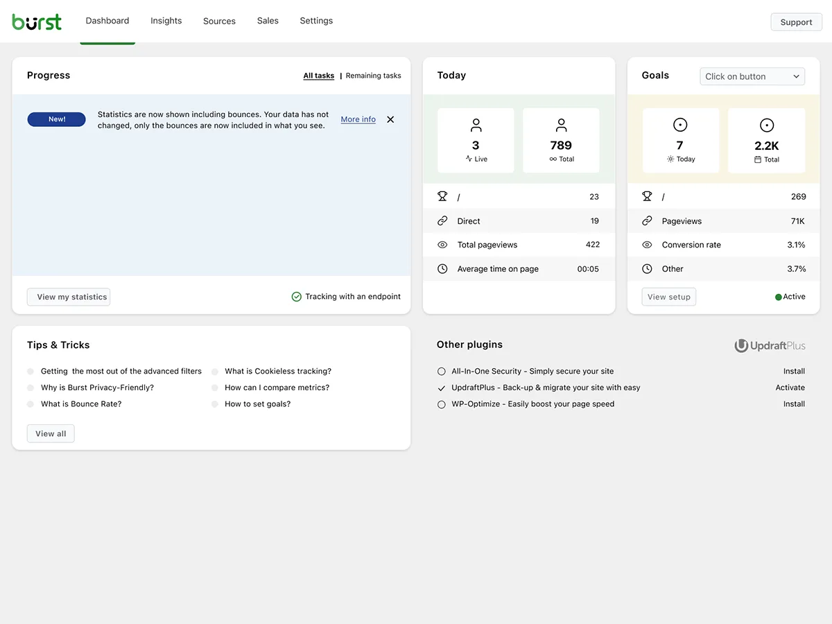 Burst Statistics – Simple WordPress Analytics (Google Analytics Alternative) ekran görüntüsü 1