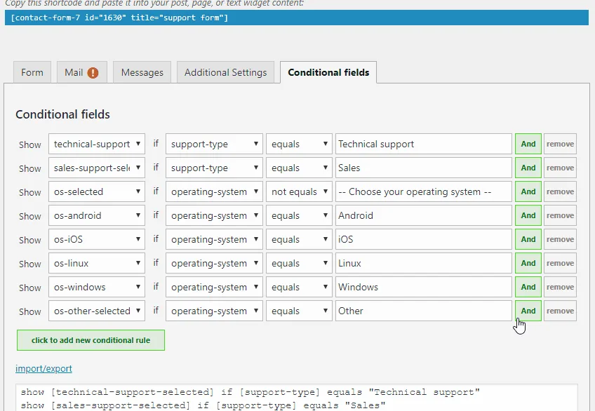 Conditional Fields for Contact Form 7 ekran görüntüsü 2