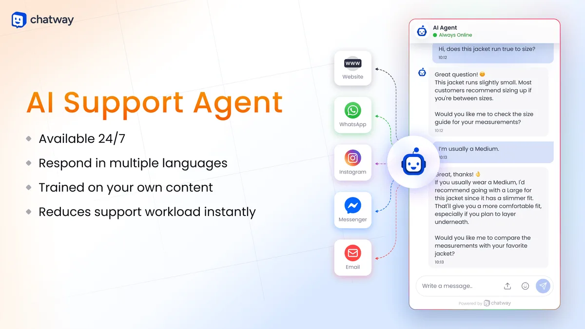 Chatway Live Chat – AI Chatbot, Customer Support, FAQ & Helpdesk Customer Service & Chat Buttons ekran görüntüsü 2