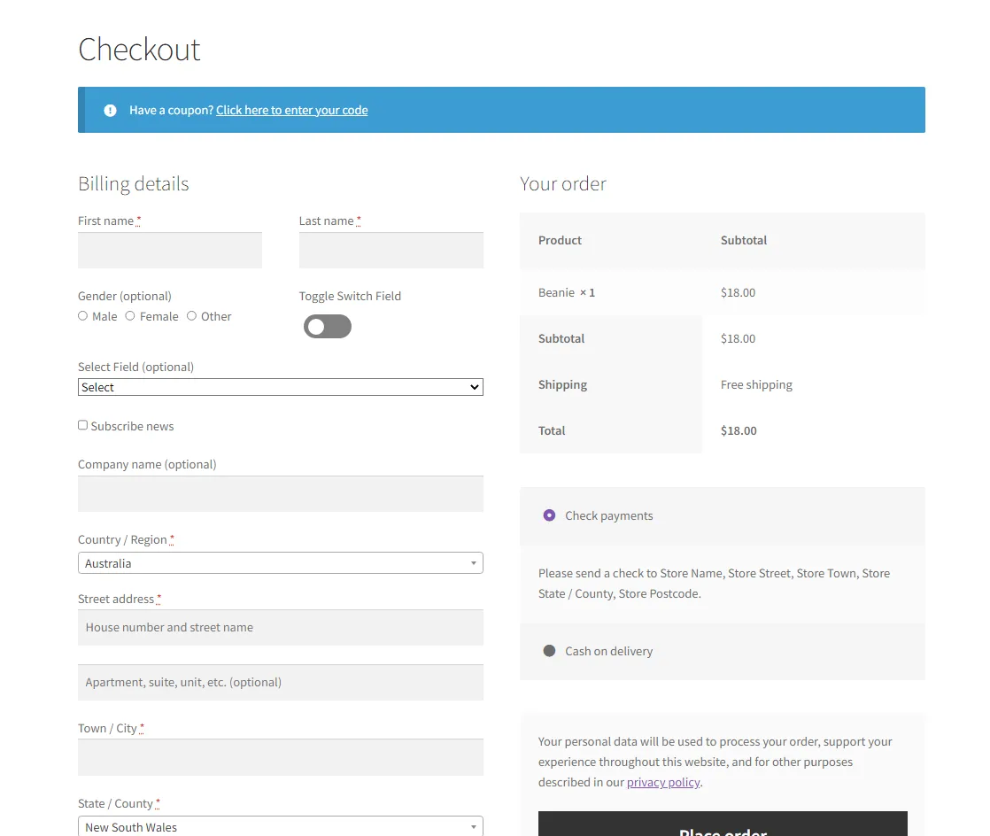 Checkout Field Editor for WooCommerce – Checkout Manager ekran görüntüsü 4