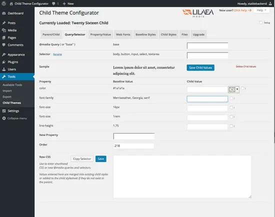 Child Theme Configurator ekran görüntüsü 3