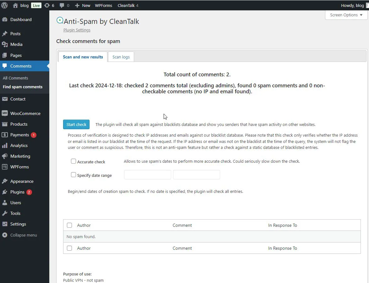Spam protection, Honeypot, Anti-Spam by CleanTalk ekran görüntüsü 4