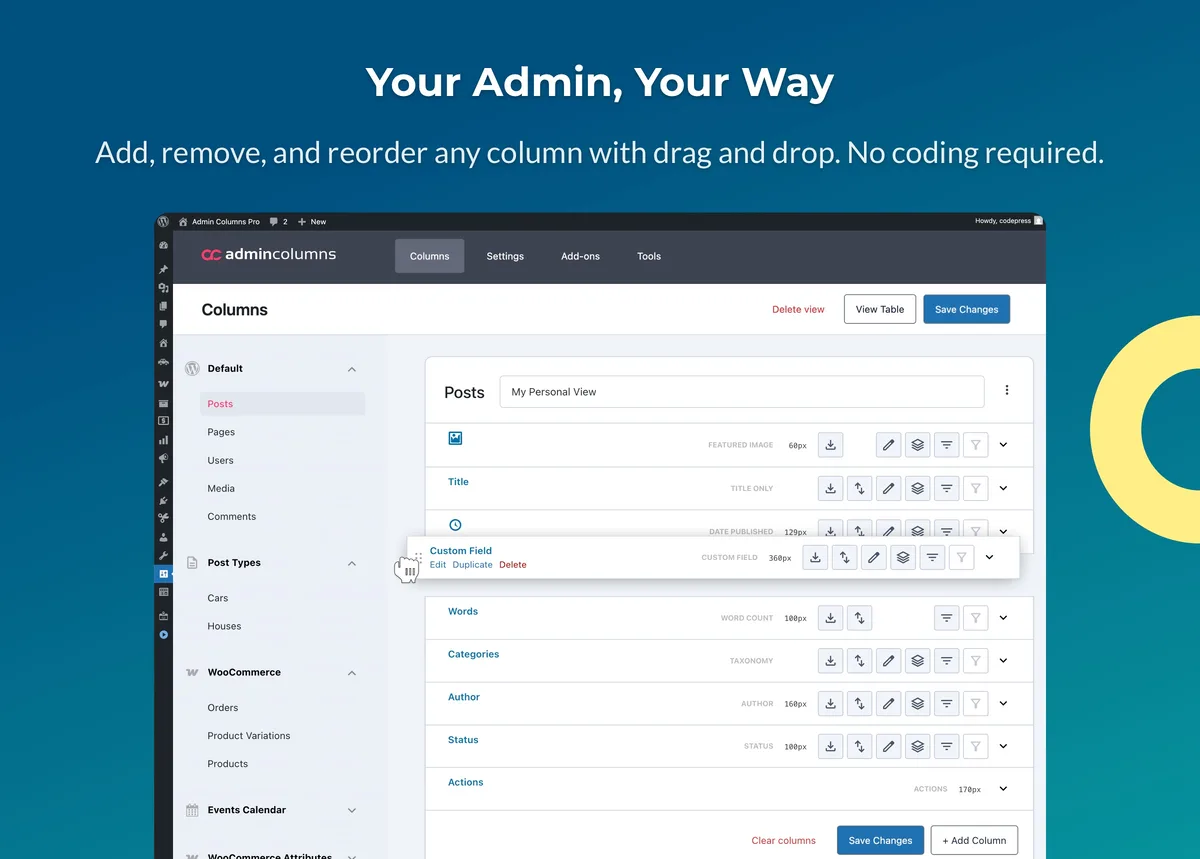 Admin Columns ekran görüntüsü 1