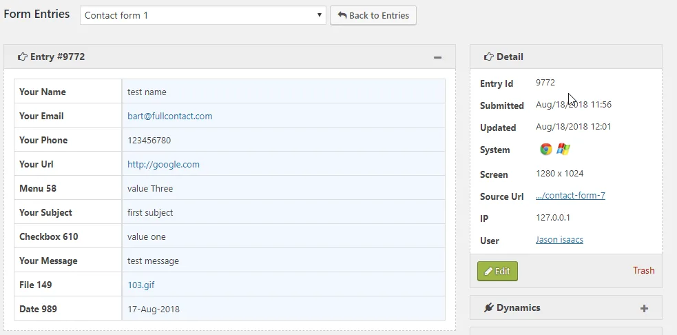 Database for Contact Form 7, WPforms, Elementor forms ekran görüntüsü 2