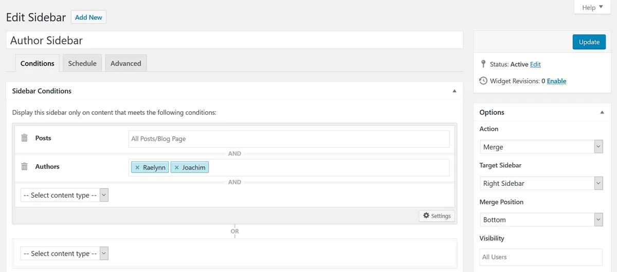 Content Aware Sidebars – Fastest Widget Area Plugin ekran görüntüsü 1