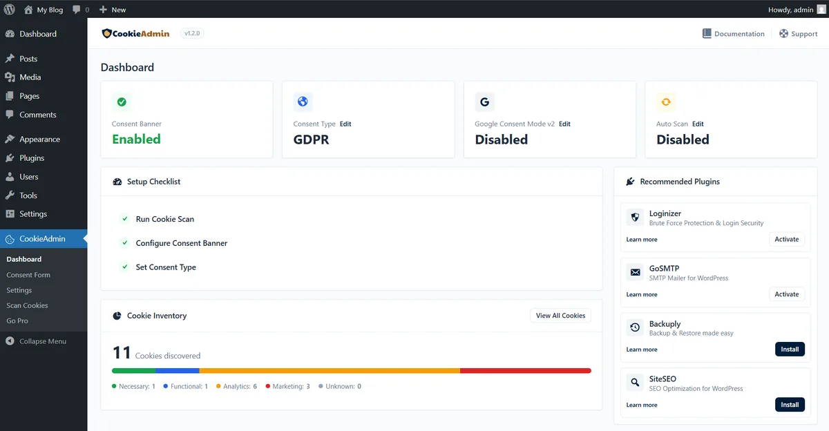 CookieAdmin – Cookie Consent Banner ekran görüntüsü 1