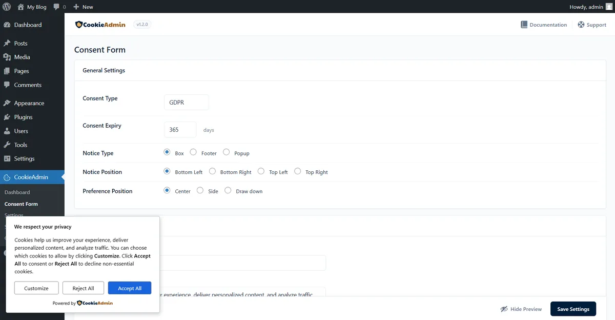 CookieAdmin – Cookie Consent Banner ekran görüntüsü 2