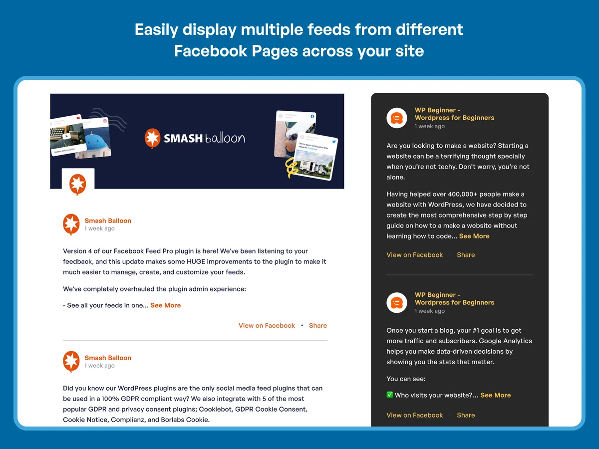 Smash Balloon Social Post Feed – Simple Social Feeds for WordPress ekran görüntüsü 1