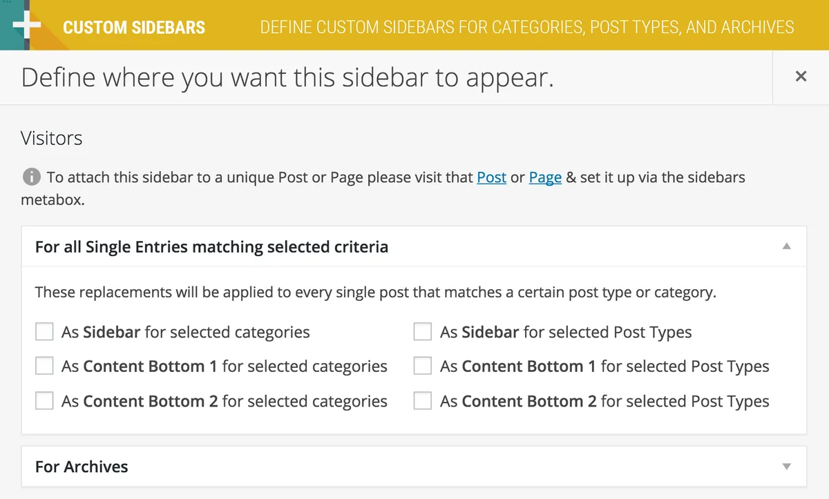 Custom Sidebars – Dynamic Sidebar Classic Widget Area Manager ekran görüntüsü 2