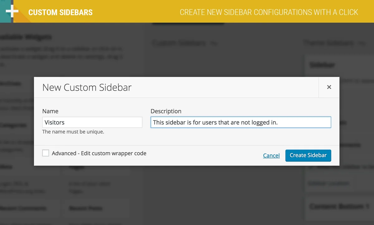 Custom Sidebars – Dynamic Sidebar Classic Widget Area Manager ekran görüntüsü 3