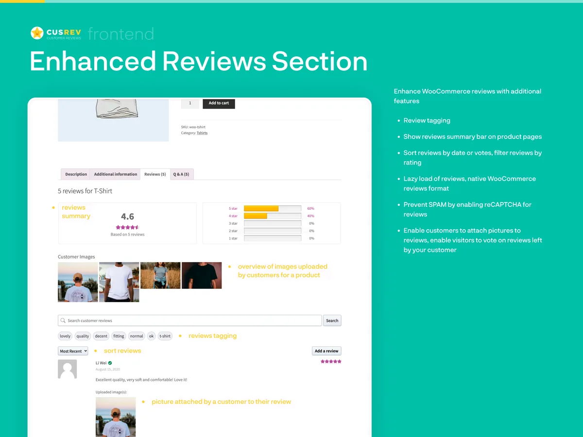 Customer Reviews for WooCommerce ekran görüntüsü 3