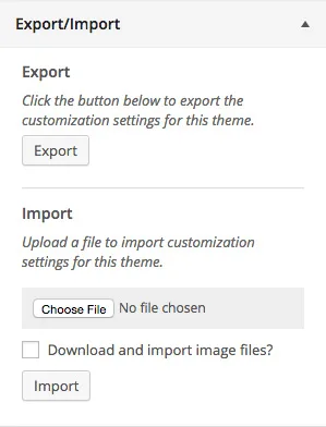 Customizer Export/Import ekran görüntüsü 1