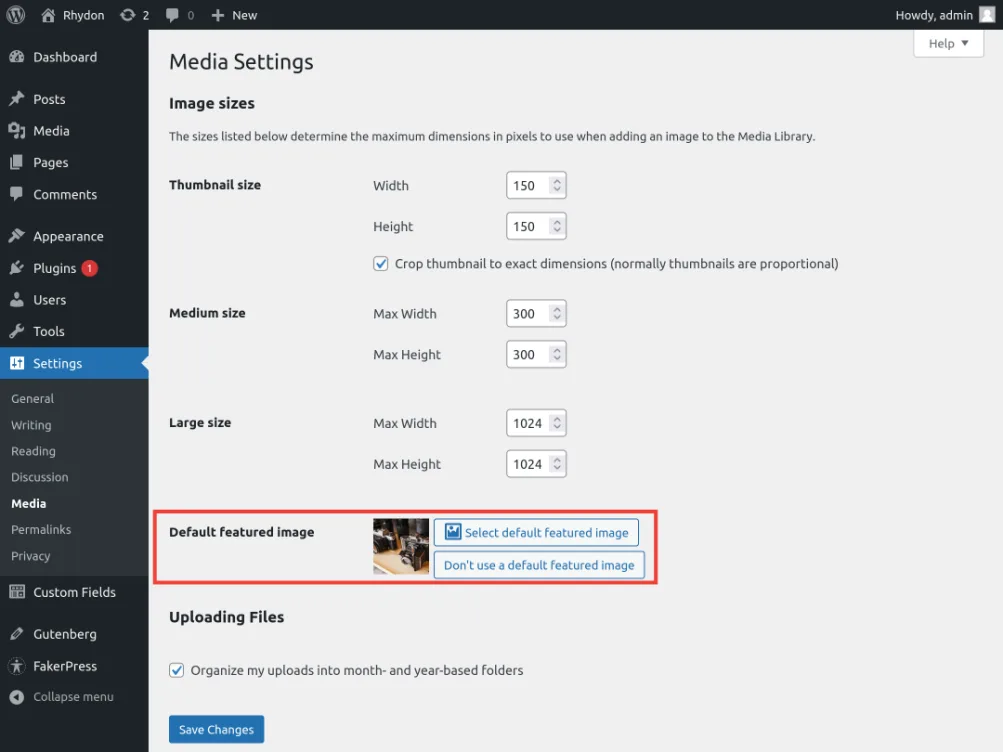 Default Featured Image ekran görüntüsü 1