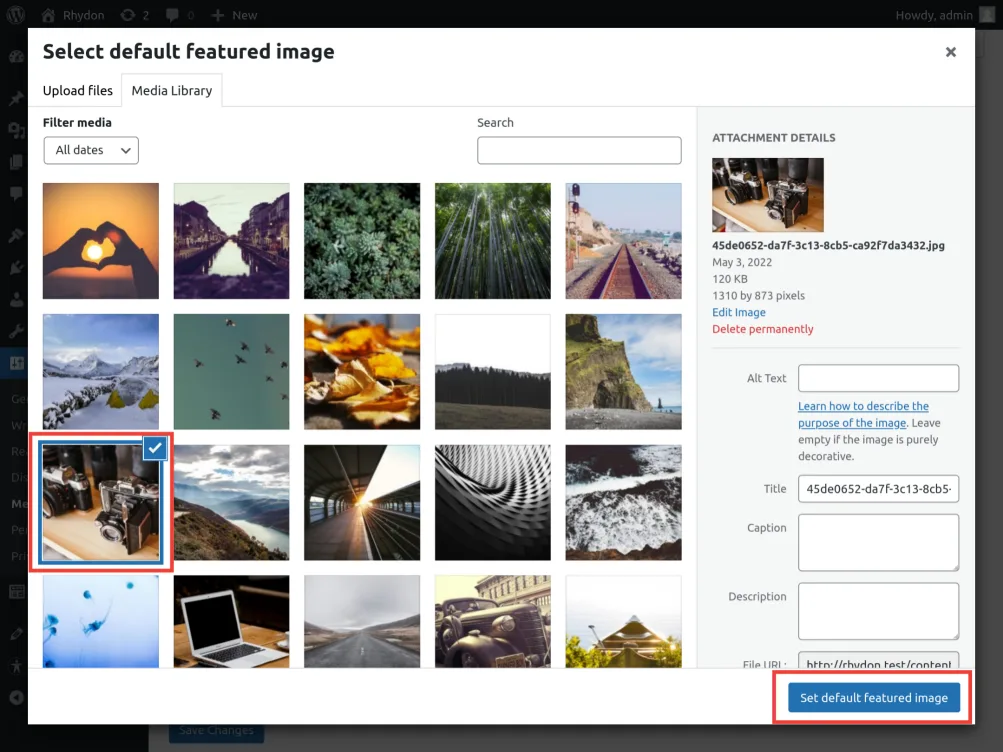 Default Featured Image ekran görüntüsü 2
