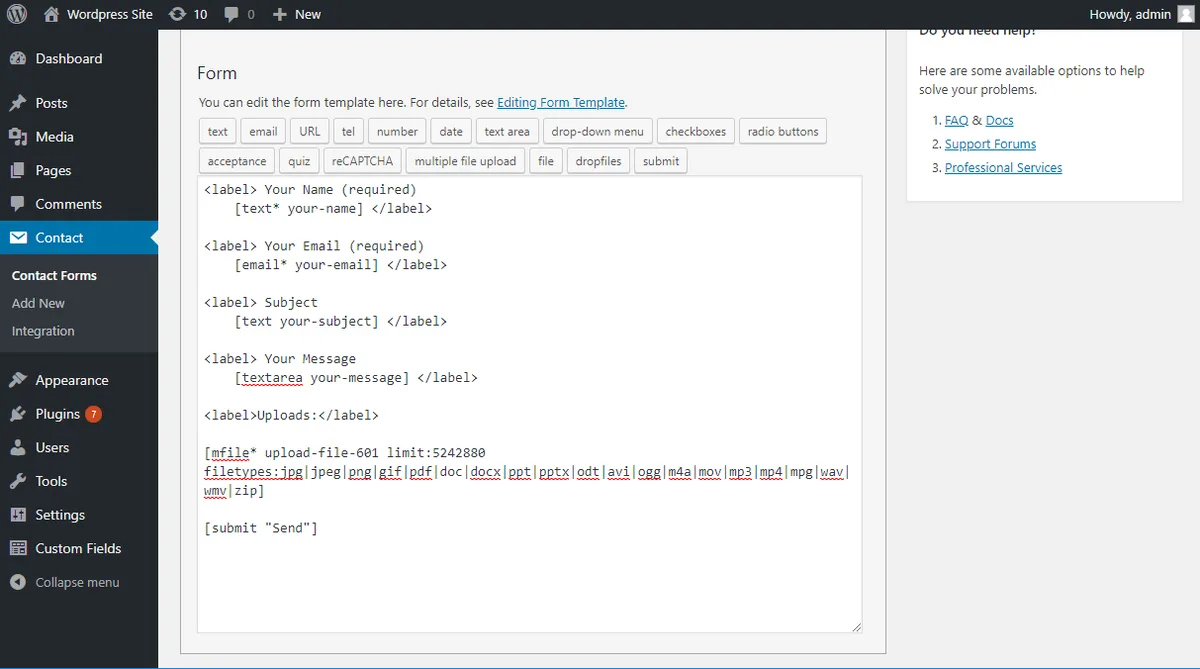 Drag and Drop Multiple File Upload for Contact Form 7 ekran görüntüsü 1