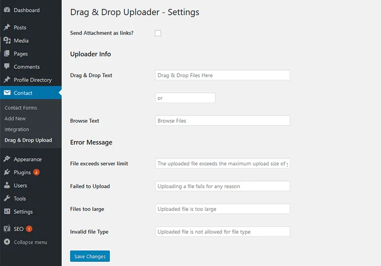 Drag and Drop Multiple File Upload for Contact Form 7 ekran görüntüsü 3