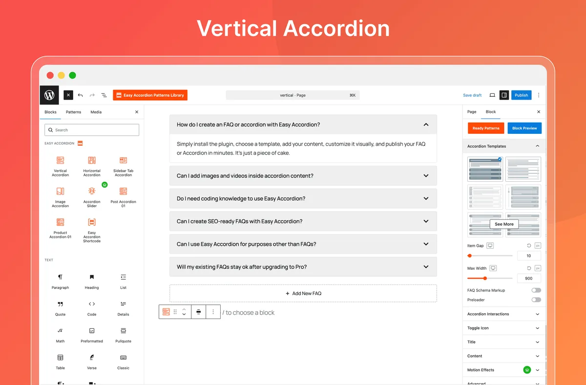 Easy Accordion – AI-Powered FAQ & Accordion Blocks, Product FAQ ekran görüntüsü 1