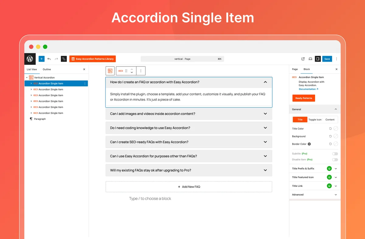 Easy Accordion – AI-Powered FAQ & Accordion Blocks, Product FAQ ekran görüntüsü 2